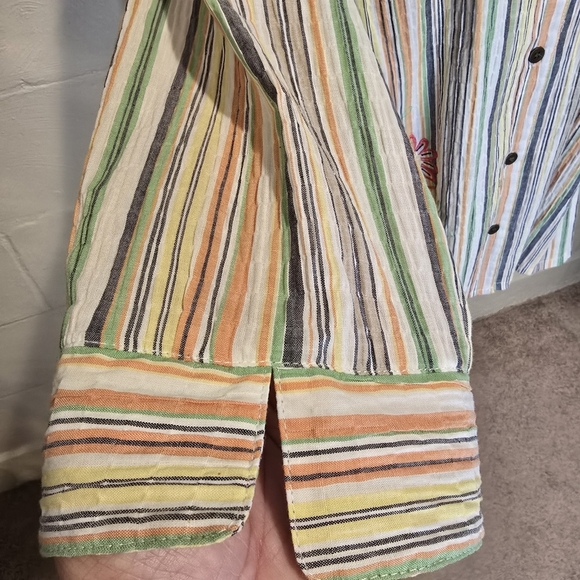 Alfred Dunner Women's Striped Embroidered Button-Down 20 W Colorful 3/4 Sleeve. - Picture 7 of 12
